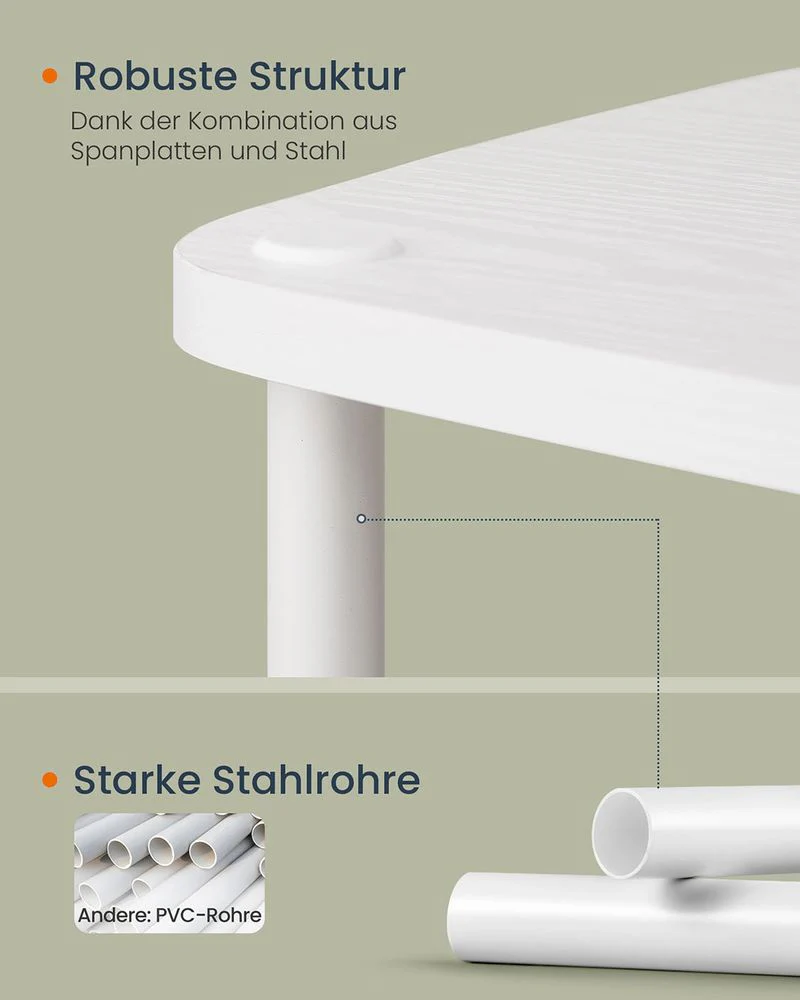 TV-meubel 110 cm – Wit – 3 Niveaus – Zonder Gereedschap te Monteren – Met Stoffen Lade – Tot 98 kg Draagvermogen - Image 5