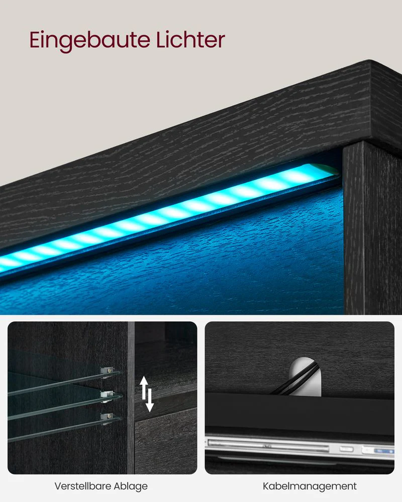 TV-meubel met LED-verlichting en verstelbare opbergruimte - Image 11