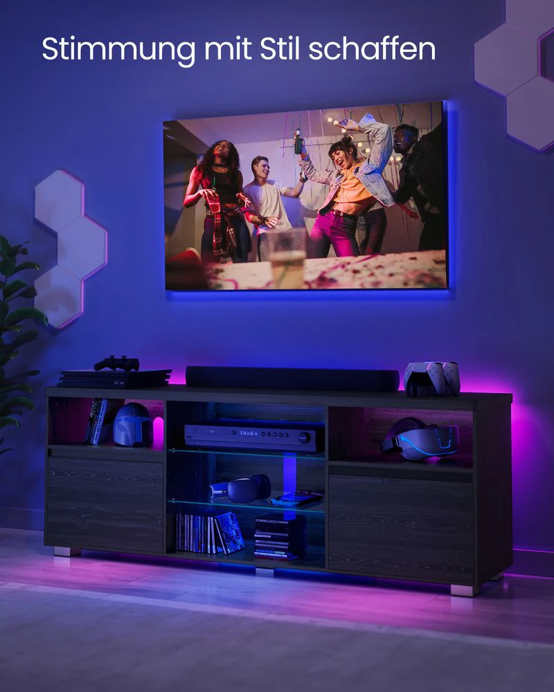 TV-meubel met LED-verlichting en verstelbare opbergruimte - Image 4