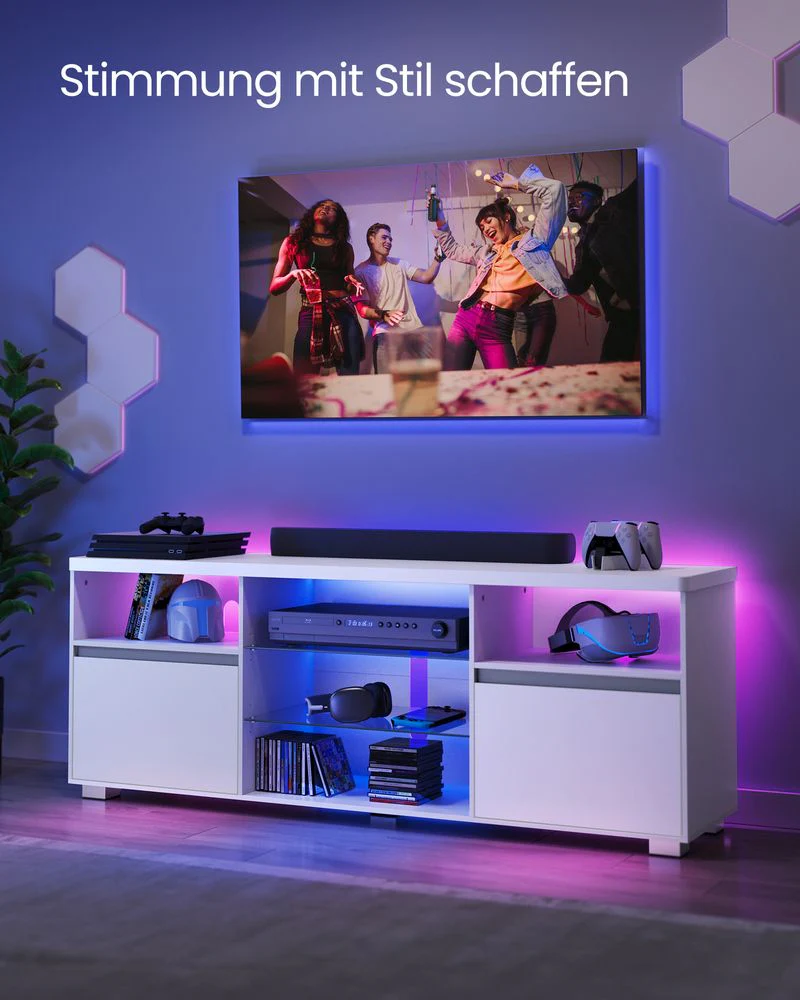 TV-meubel met LED-verlichting en verstelbare opbergruimte - Image 5