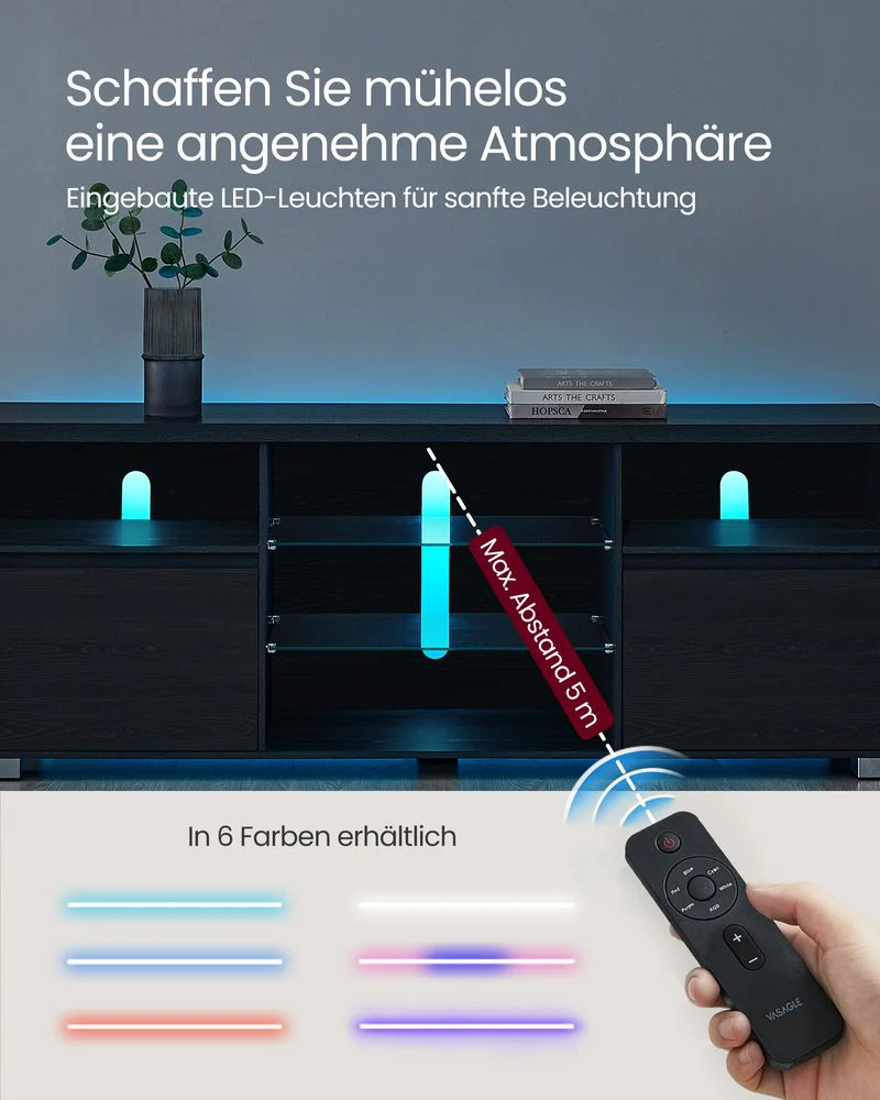 TV-meubel met LED-verlichting en verstelbare opbergruimte - Image 6