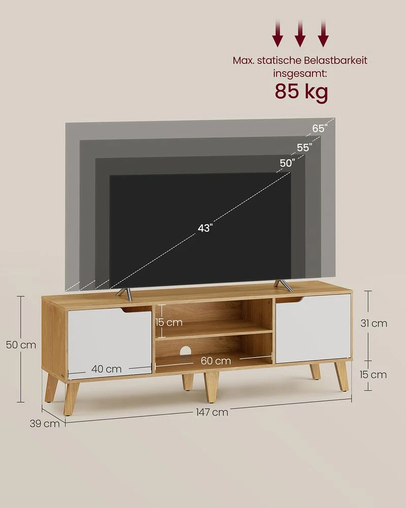 TV-meubel tot 65 inch – Scandinavisch Design – Met Opbergruimte en Kabelbeheer - Image 6