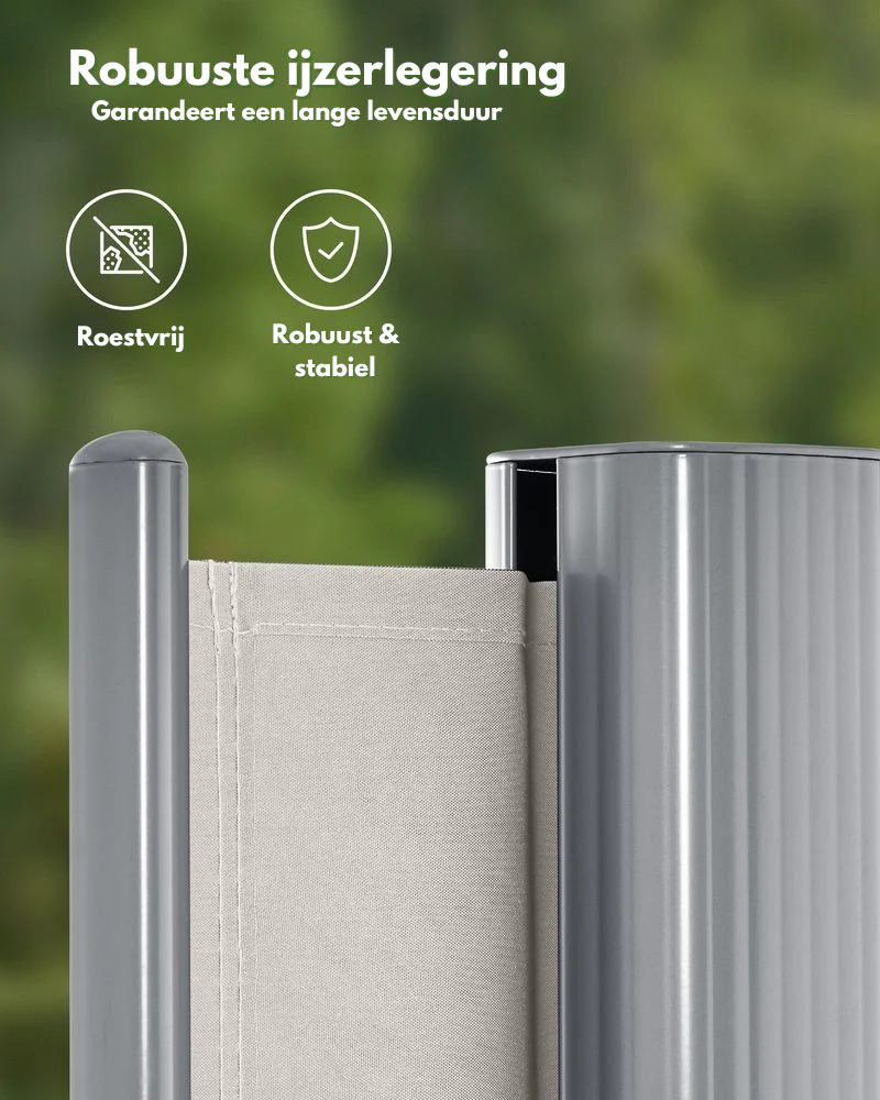 Uitschuifbaar Terrasscherm – Tuinscherm / Zijzonnescherm Voor Balkon & Terras – Ijzer / Beige - Image 3