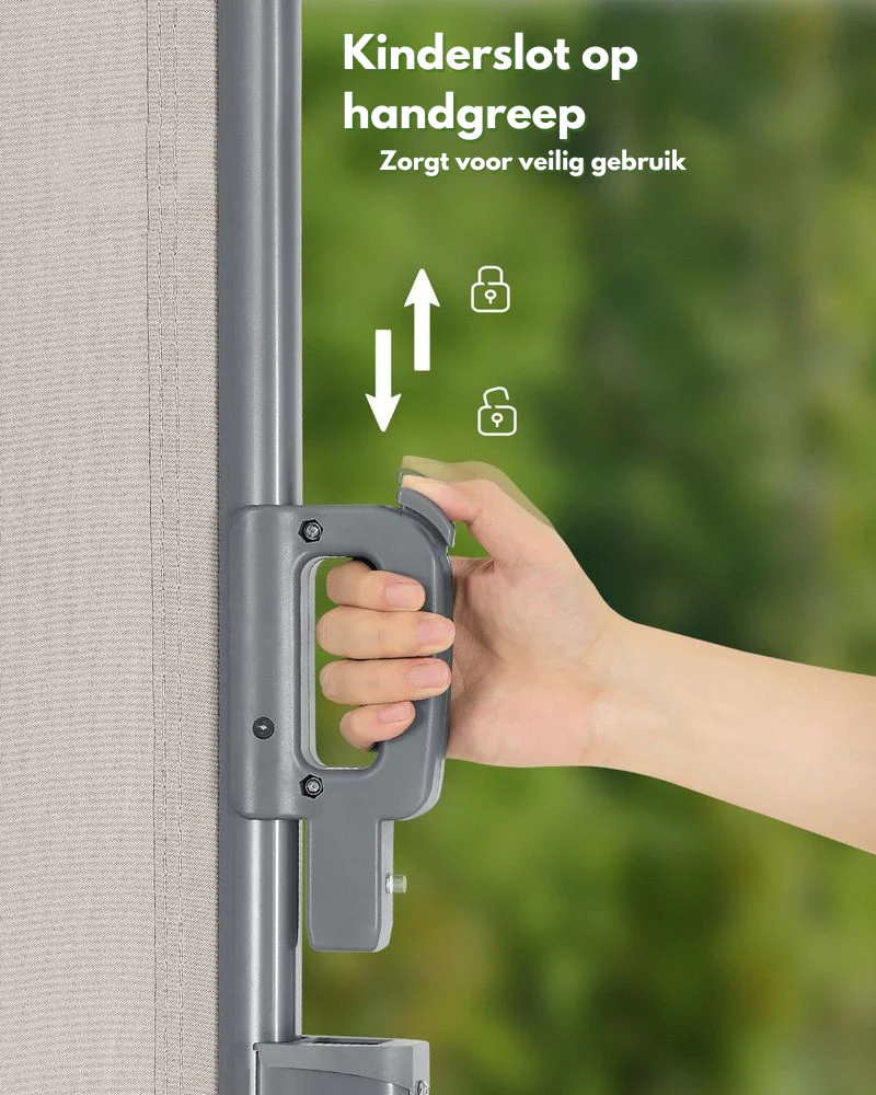 Uitschuifbaar Tuinscherm - Windscherm - Roestvrij Zonnescherm - Aluminium / Beige - Image 5