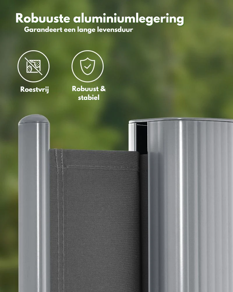 Uittrekbaar Terrasscherm – Tuinscherm / Zijzonnescherm Voor Balkon & Terras – Aluminium / Antraciet - Image 3