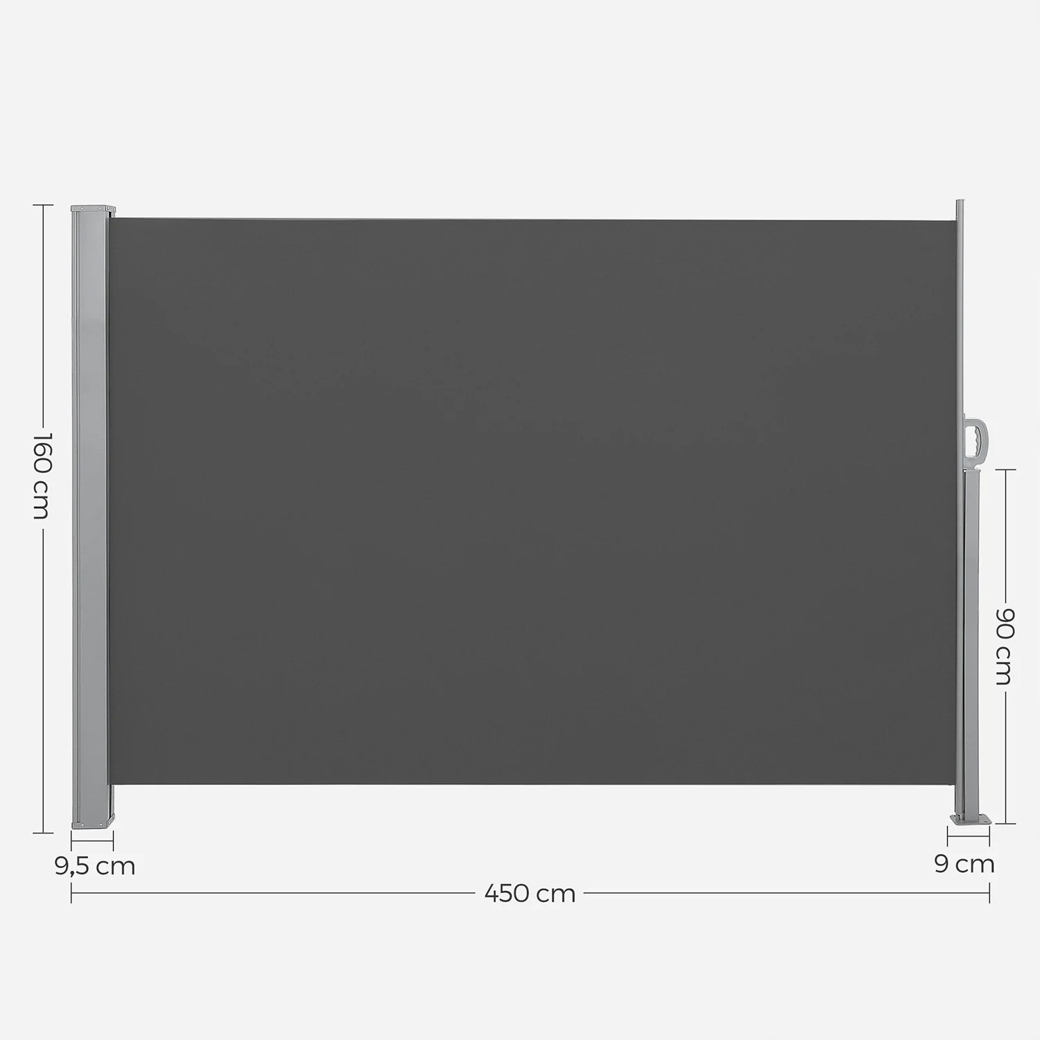 Uittrekbaar Zijluifel – Tuinscherm / Zijzonnescherm Voor Balkon & Terras – Ijzer / Antraciet - Image 6