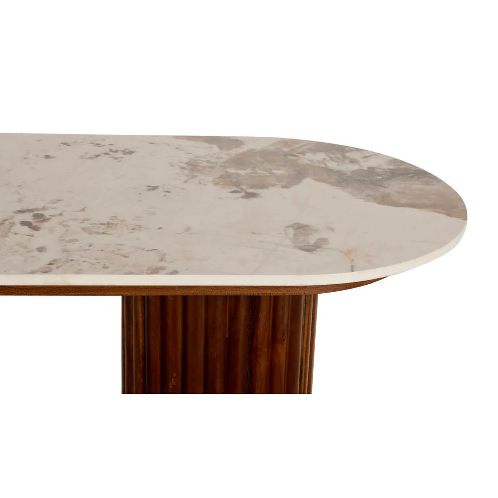 Urban Chique Bijzettafel – Keramisch Marmer / Walnootfineer – 130 x 40 x 72 cm – Modern Design – Natuurlijke ElegantIe - Image 4