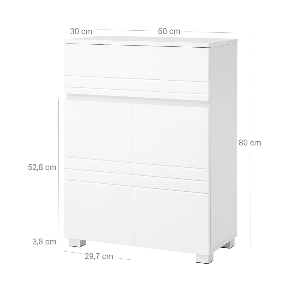 Badkamerkast met Opbergruimte - Moderne Bijzetkast - 60x80x30 cm - Wit - Image 9