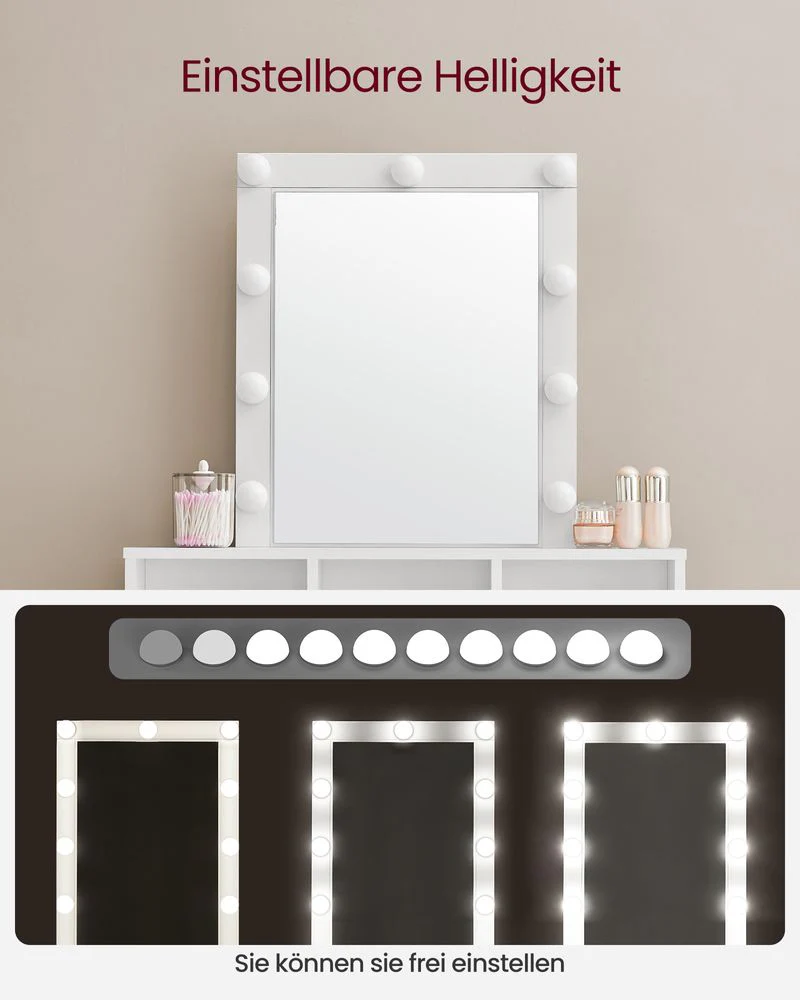 Kaptafel met Verlichting - Make-up tafel - Kaptafel met Lade en Spiegel - Image 4