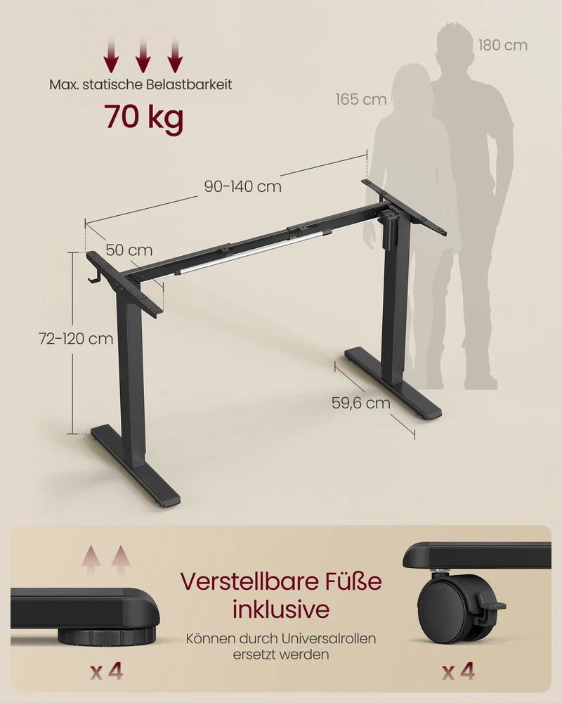 Verstelbaar Elektrisch Bureau Onderstel - In Hoogte Aanpasbaar Bureauframe met Geheugenfunctie - Image 7