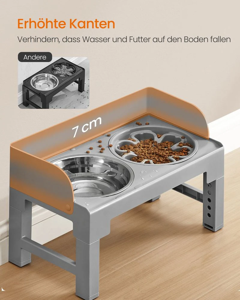 Verstelbare Hondenvoerbak – 6 Hoogten – Met RVS Voer- En Drinkbakken – Antislip En Inklapbaar – Met Slow-Feeder Kom - Image 4