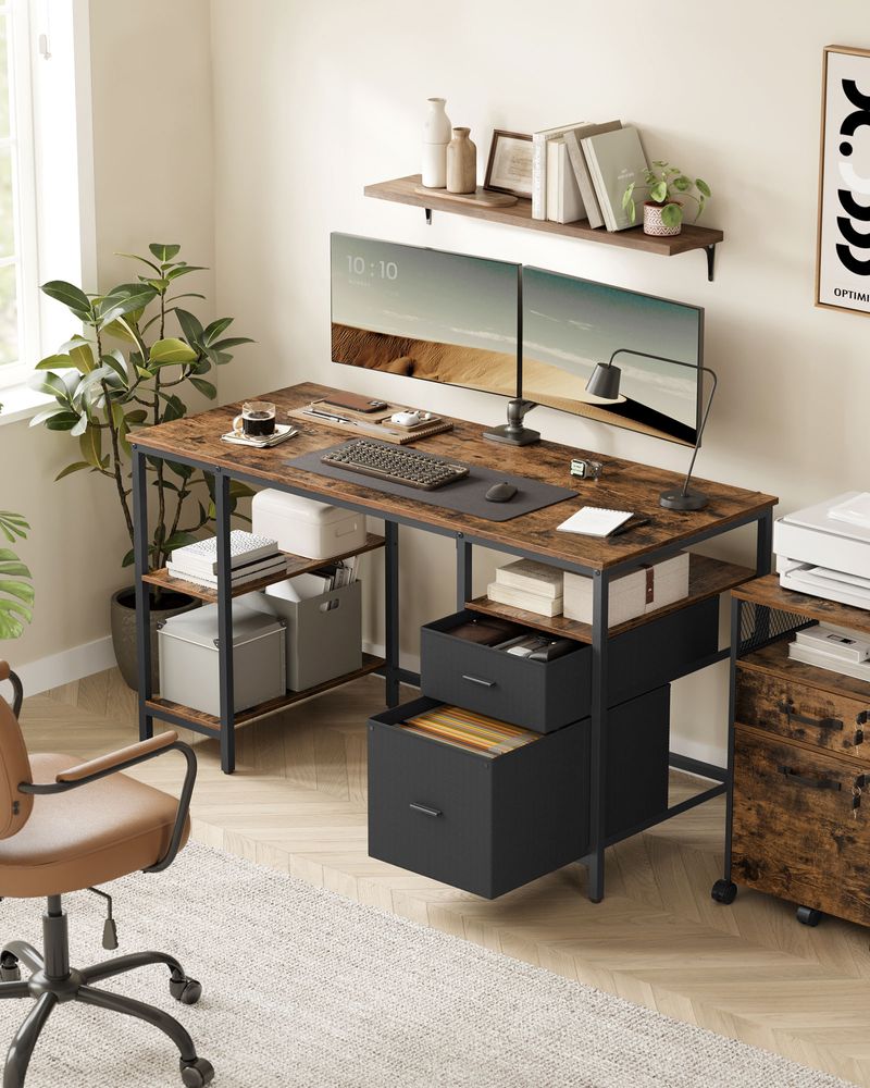 Vintage Bureau 140 of 160 cm – Industrieel Design met Laden en Planken – Tot 50 kg Draagvermogen - Image 4