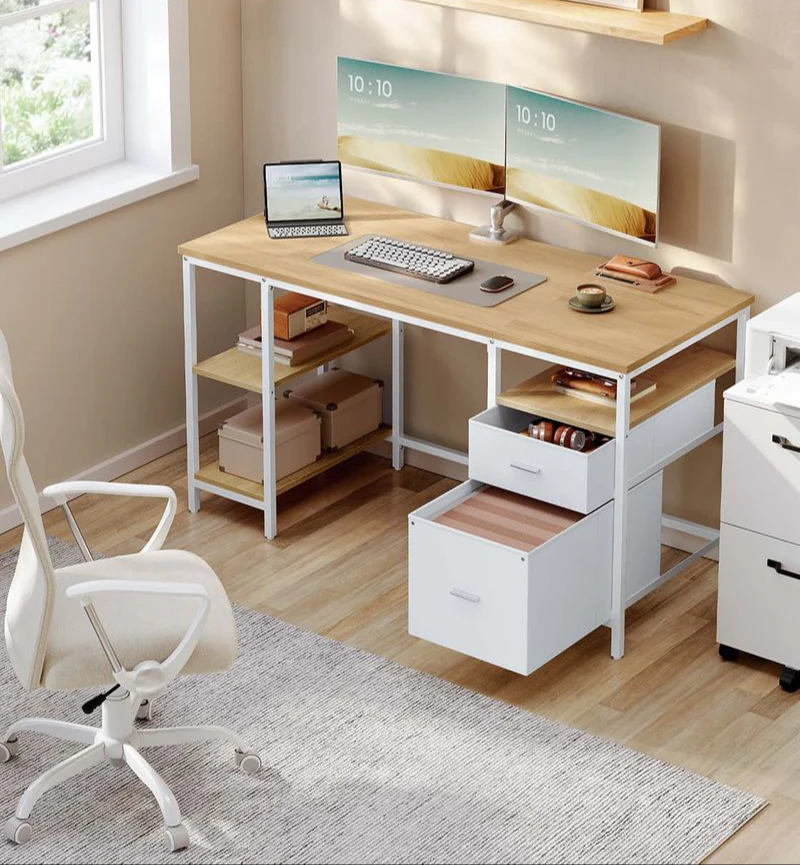Vintage Bureau 140 of 160 cm – Industrieel Design met Laden en Planken – Tot 50 kg Draagvermogen - Image 5
