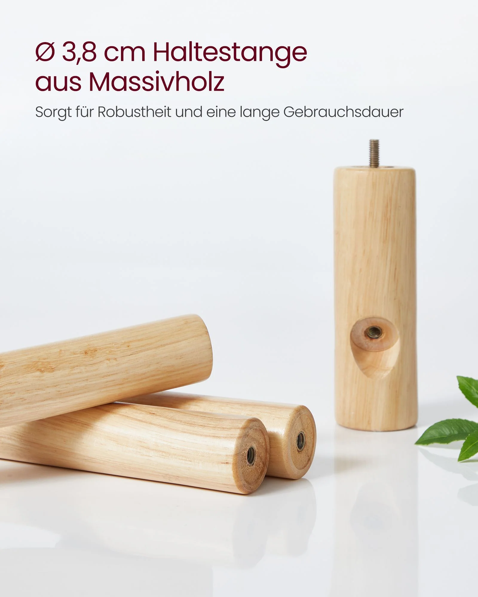 Vrijstaande Kapstok – Verstelbaar – 8 Haken – Massief Hout – 47 x 47 x 175 cm – Wit - Image 4
