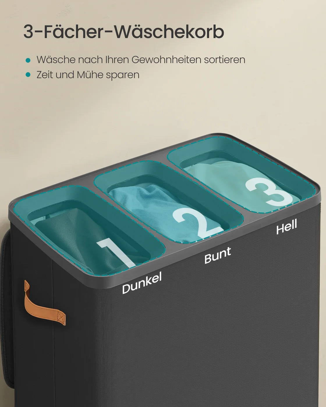 Wasmanden – 170 liter – 2 Compartimenten – met Deksel – Handgrepen - Image 2