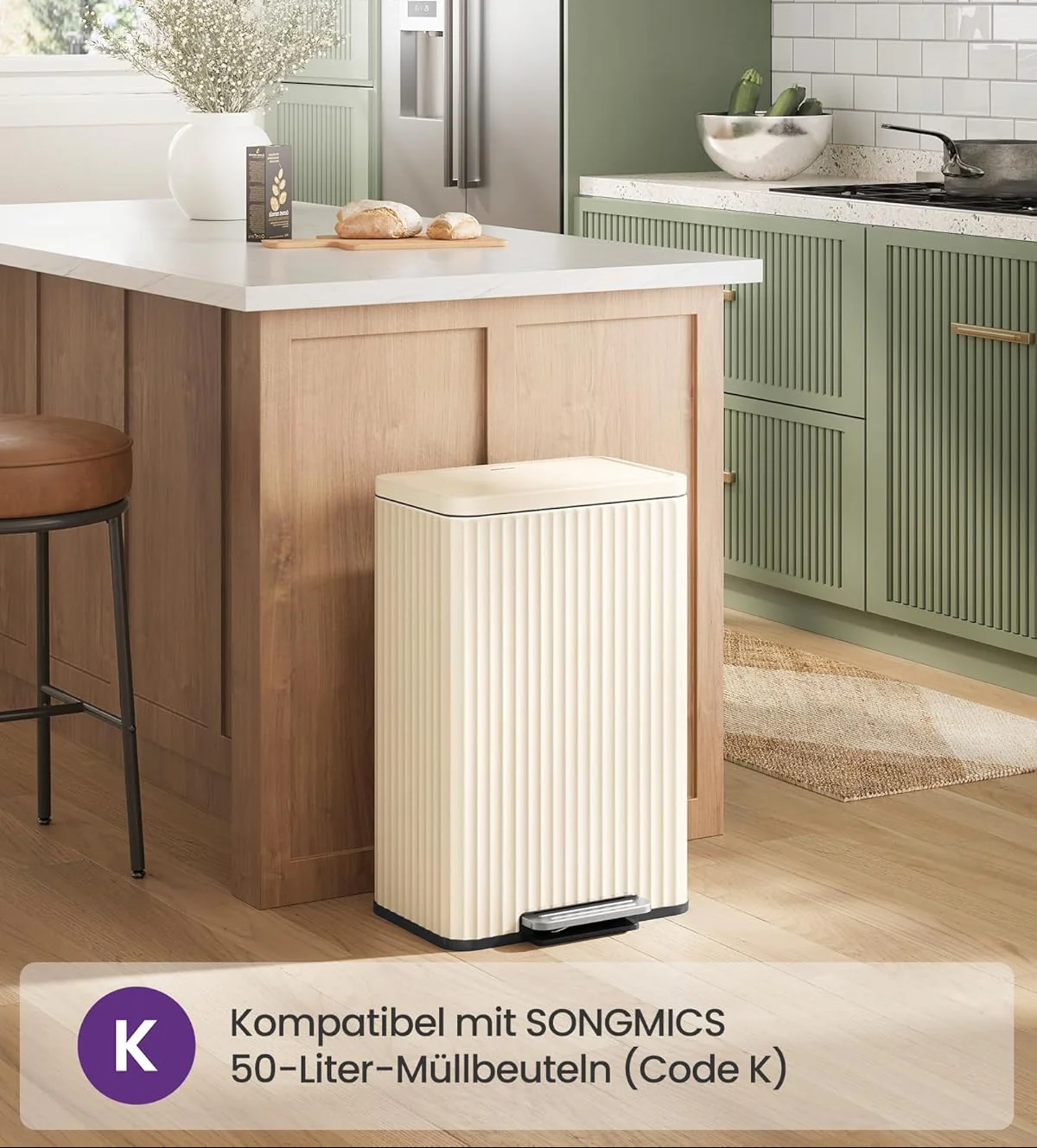 Vuilnisemmer Keuken – 50 Liter – Pedaalemmer Met Softclose Deksel – Stalen Binnenemmer – Inclusief 15 Vuilniszakken - Image 5