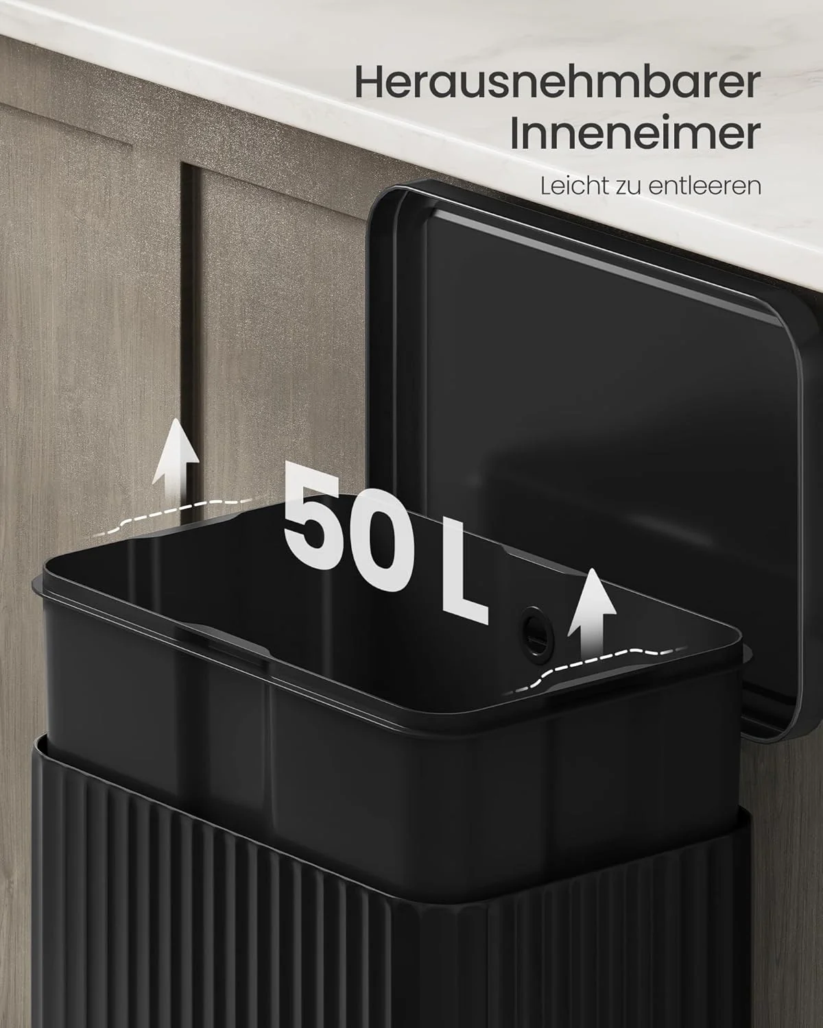 Vuilnisemmer Keuken – 50 Liter – Pedaalemmer Met Softclose Deksel – Stalen Binnenemmer – Inclusief 15 Vuilniszakken - Image 9