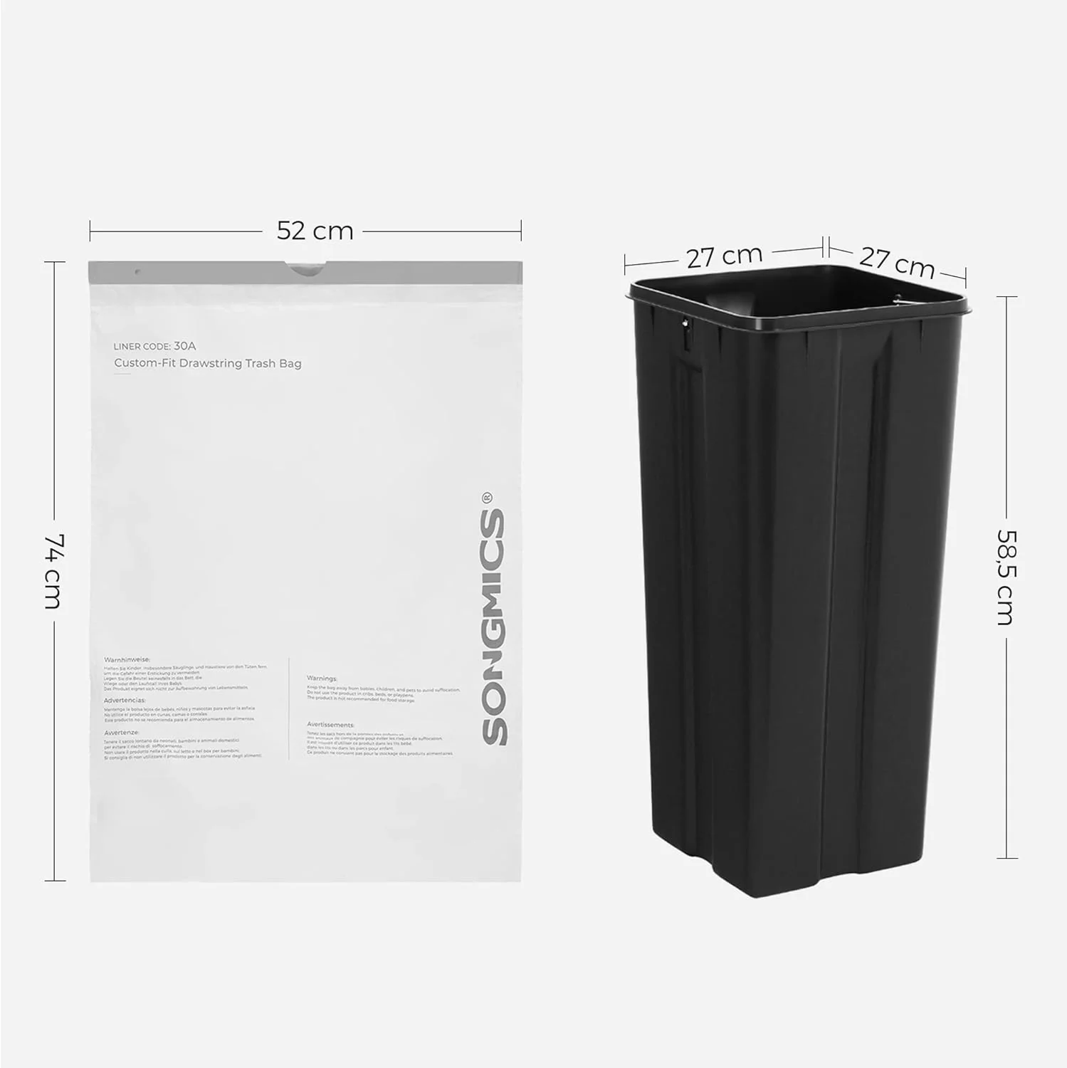 Vuilniszakken met Trekkoord – 30L Inhoud – Geschikt voor Enkele of Dubbele Vuilnisbakken – Stevig en Lekvrij – 74 x 53 cm - Image 3