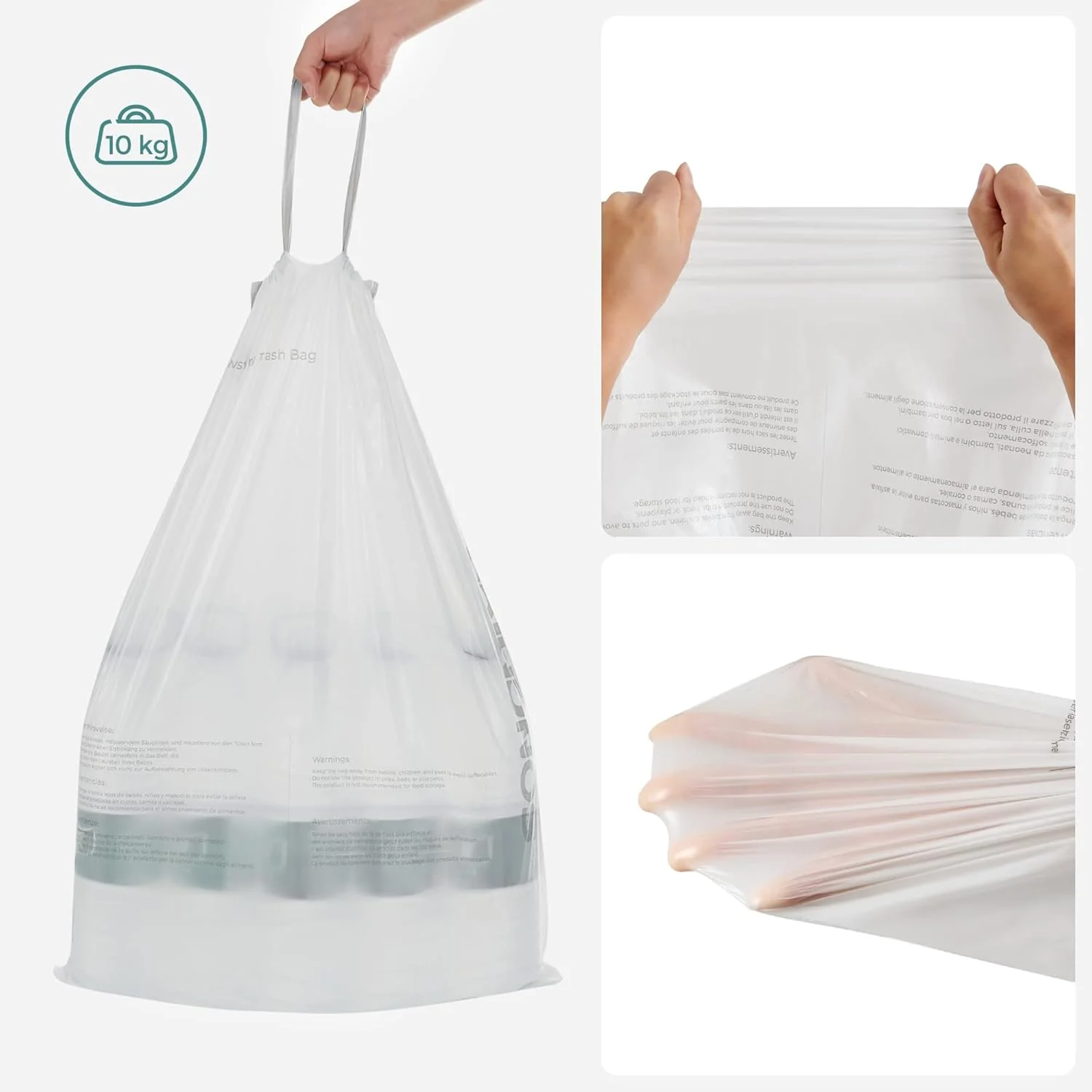 Vuilniszakken met Trekkoord – 30L Inhoud – Geschikt voor Enkele of Dubbele Vuilnisbakken – Stevig en Lekvrij – 74 x 53 cm - Image 7