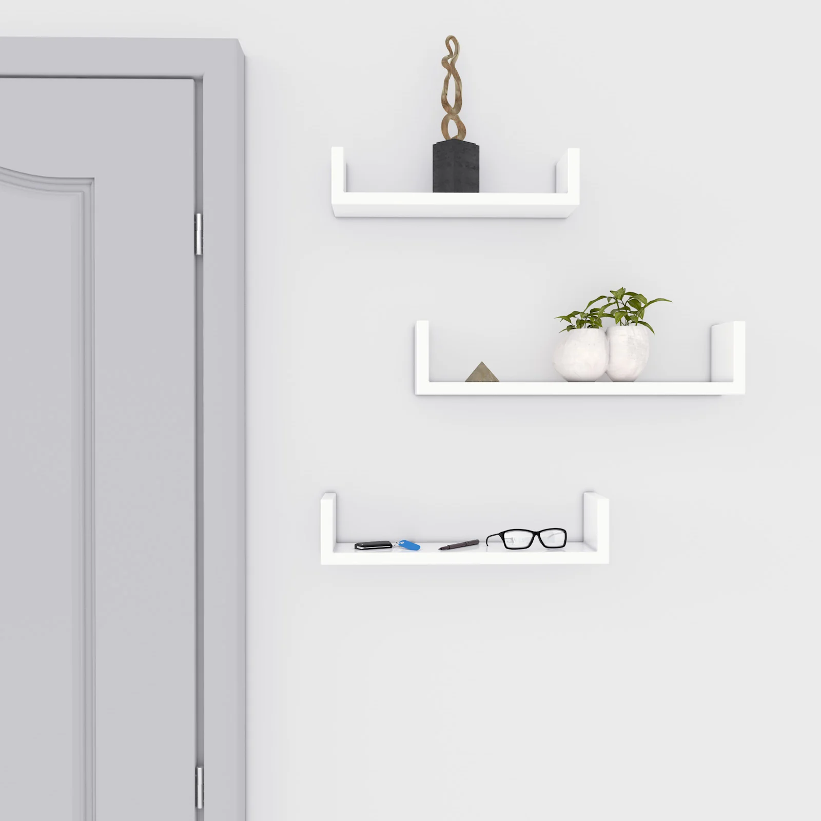 Wandplanken Set van 3 – Hoogglans Wit – Zwevende Wandrekken - Image 3