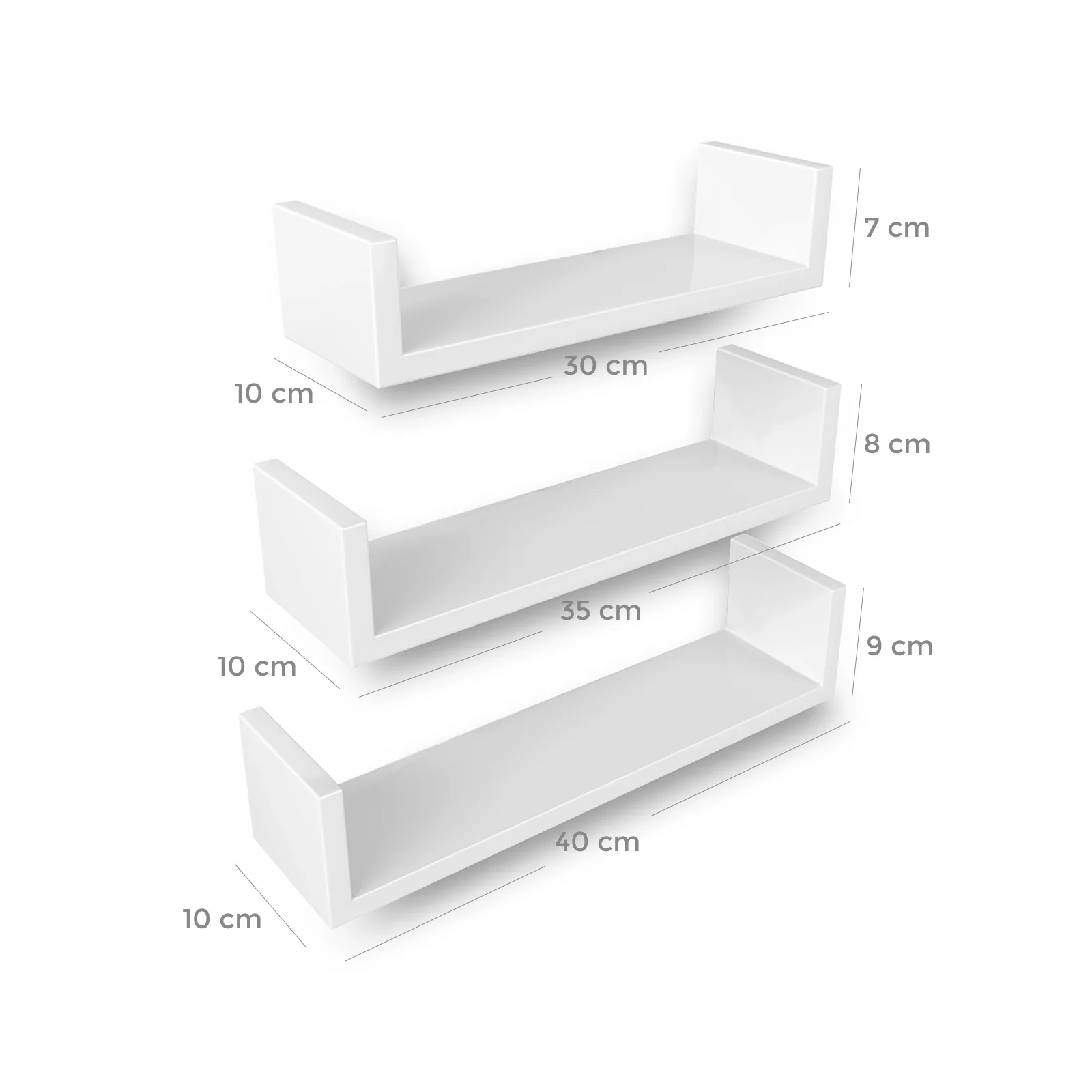 Wandplanken Set van 3 – Hoogglans Wit – Zwevende Wandrekken - Image 6