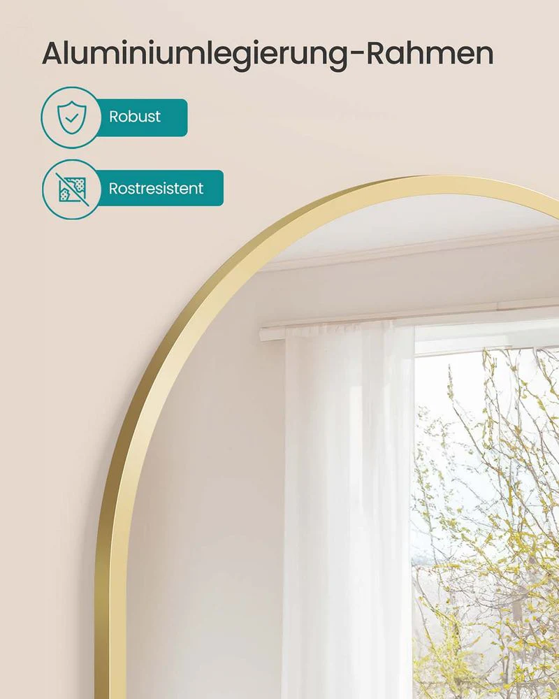 Wandspiegel Met Aluminium Frame – Ovaal Ontwerp – Breukbestendig Veiligheidsglas – 91 x 61 cm - Image 4