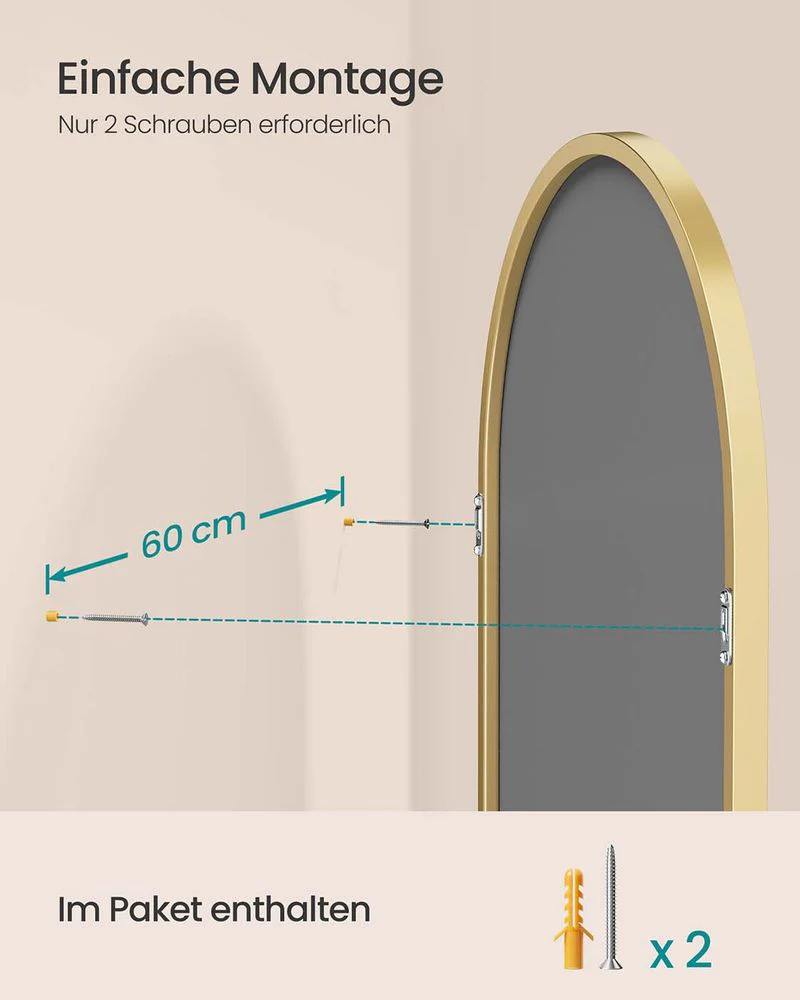 Wandspiegel Met Aluminium Frame – Ovaal Ontwerp – Breukbestendig Veiligheidsglas – 91 x 61 cm - Image 5