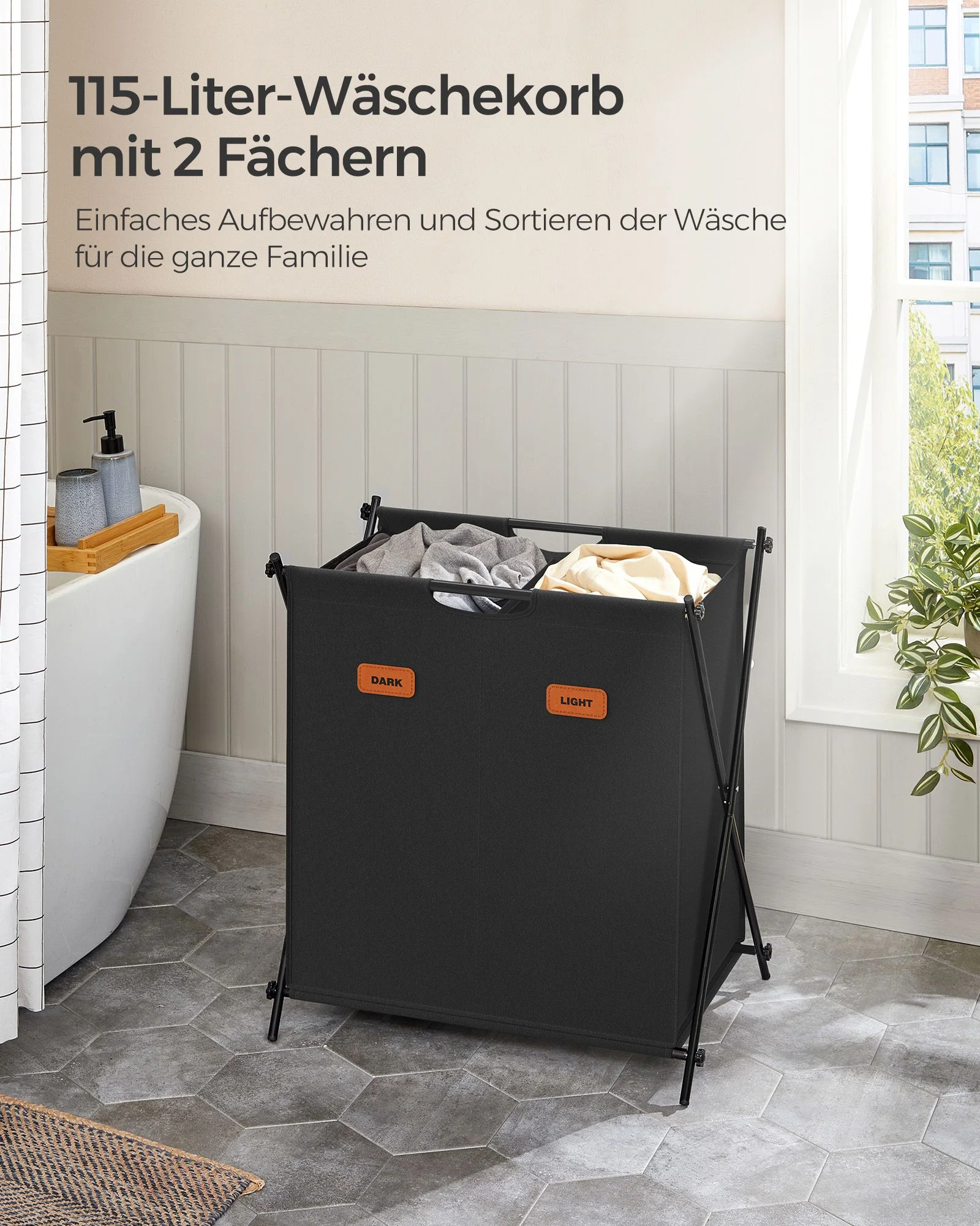 Wasmand – 2 compartimenten – Opvouwbaar – 600D Oxford-stof - Image 2
