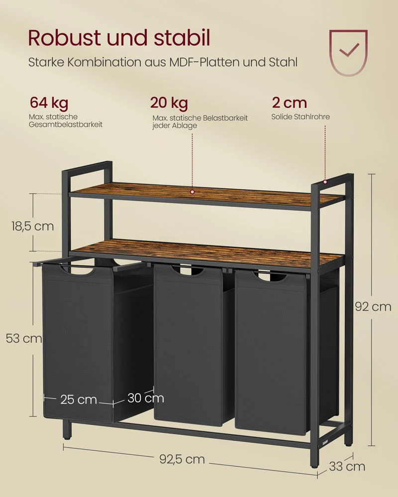 Wasmand en 2 Opbergplanken - Ideaal voor Wasgoed en Badaccessoires - Image 8