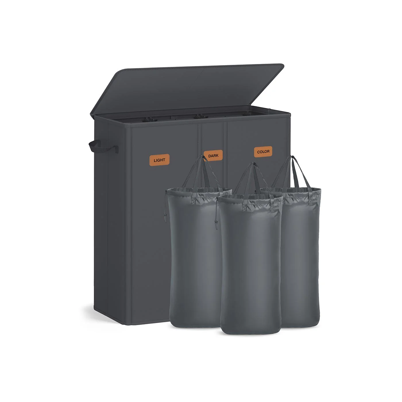 Wasmand met 3 Compartimenten – 160L/210L – Uitneembare Binnenzak – Met Deksel - Image 2