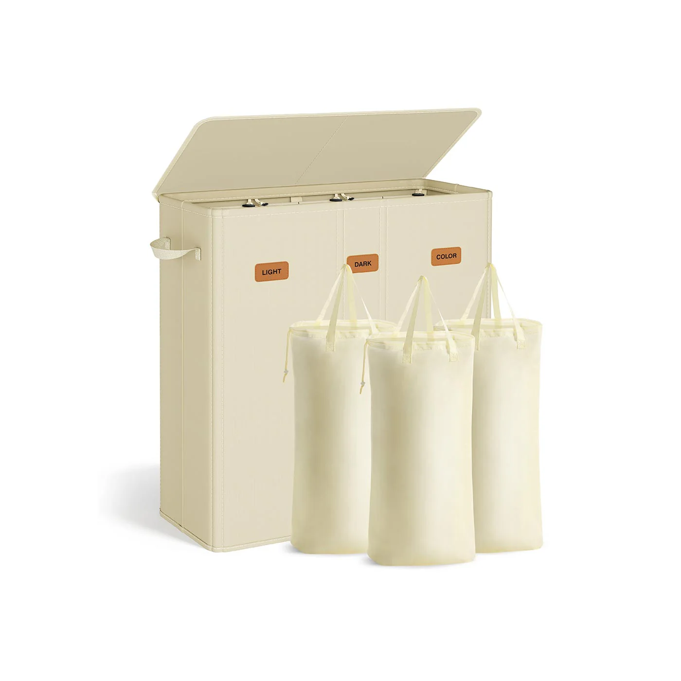 Wasmand met 3 Compartimenten – 160L/210L – Uitneembare Binnenzak – Met Deksel - Image 3