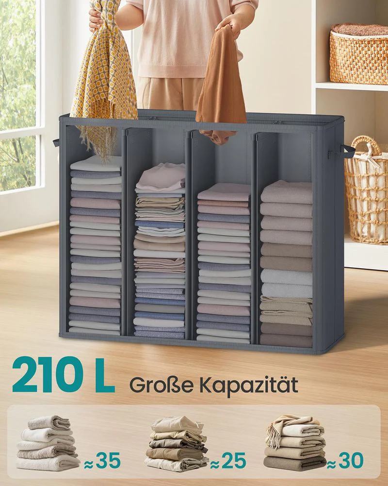 Wasmand met 3 Compartimenten – 160L/210L – Uitneembare Binnenzak – Met Deksel - Image 8