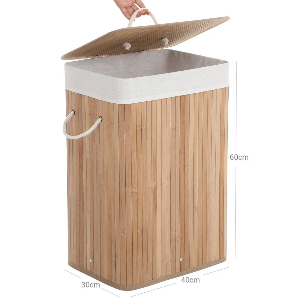 Wasmand van Bamboe – Opvouwbare Wasbox met Uitneembare Waszak - Image 8