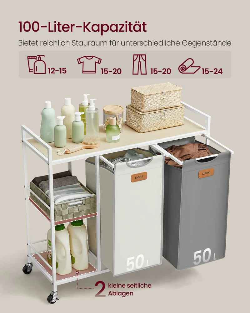 Wasmand Wagen 2 x 50L - Wasmand met Wieltjes - Image 5