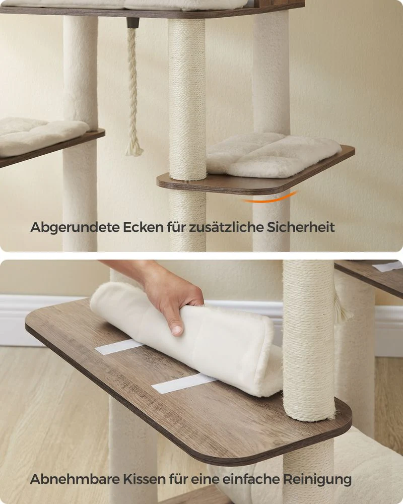 XXL Kattenkrabpaal – Luxe Krabtoren voor Meerdere Katten met Tunnel, Hangmanden en Speelballetjes - Image 8