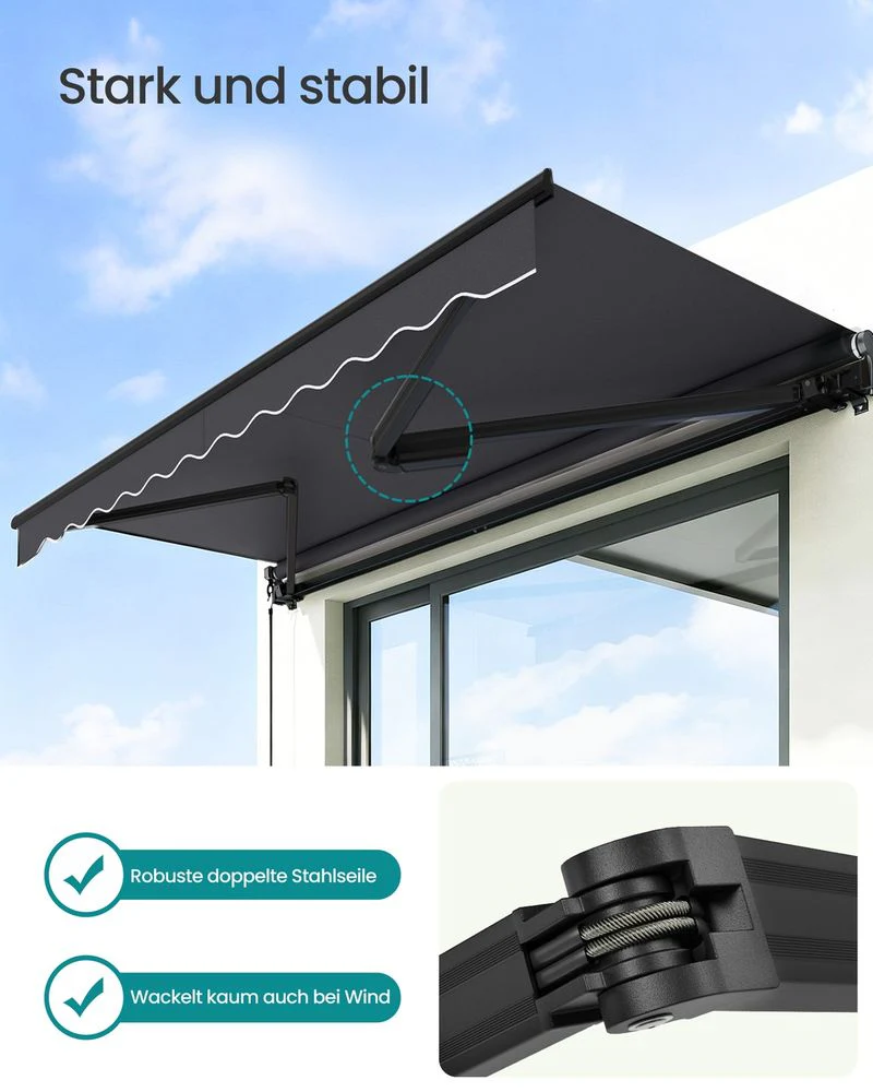 Zonnescherm Uitval – Met Zwengel – Verstelbare Hellingshoek – UPF 50+ – Voor Balkon Of Terras - Image 6