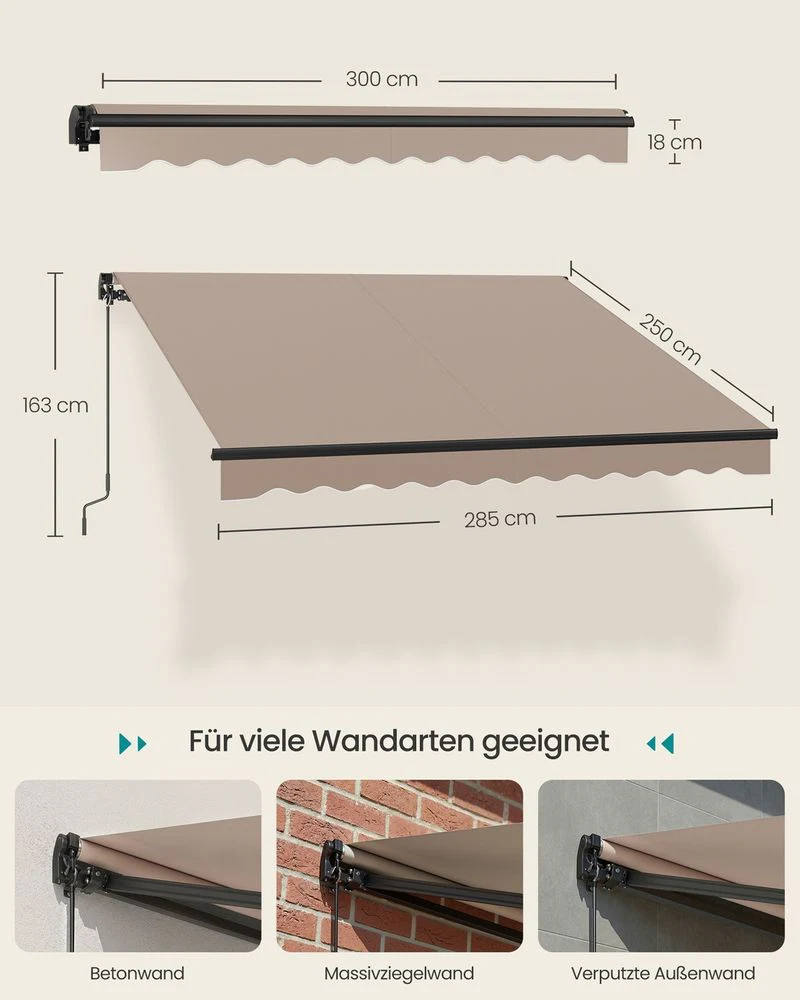 Zonnescherm Uitval – Met Zwengel – Verstelbare Hellingshoek – UPF 50+ – Voor Balkon Of Terras - Image 8