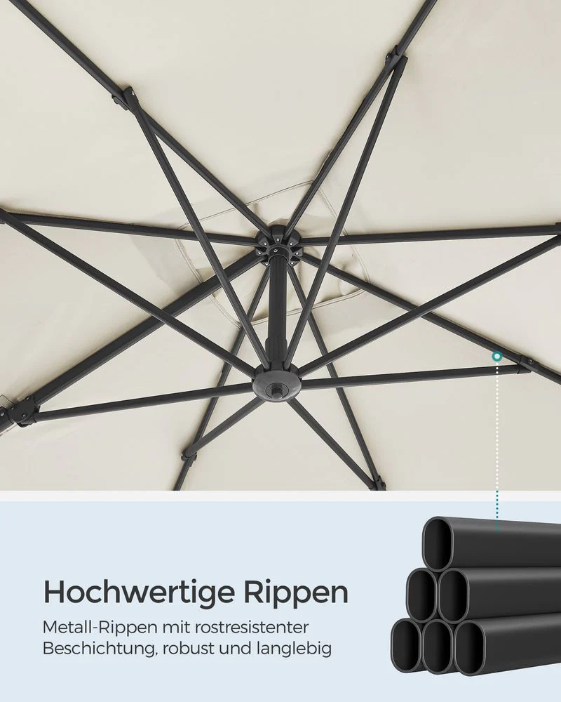 Zweefparasol 270 x 270 cm - Compleet Verstelbaar en 360° draaibaar - Image 10