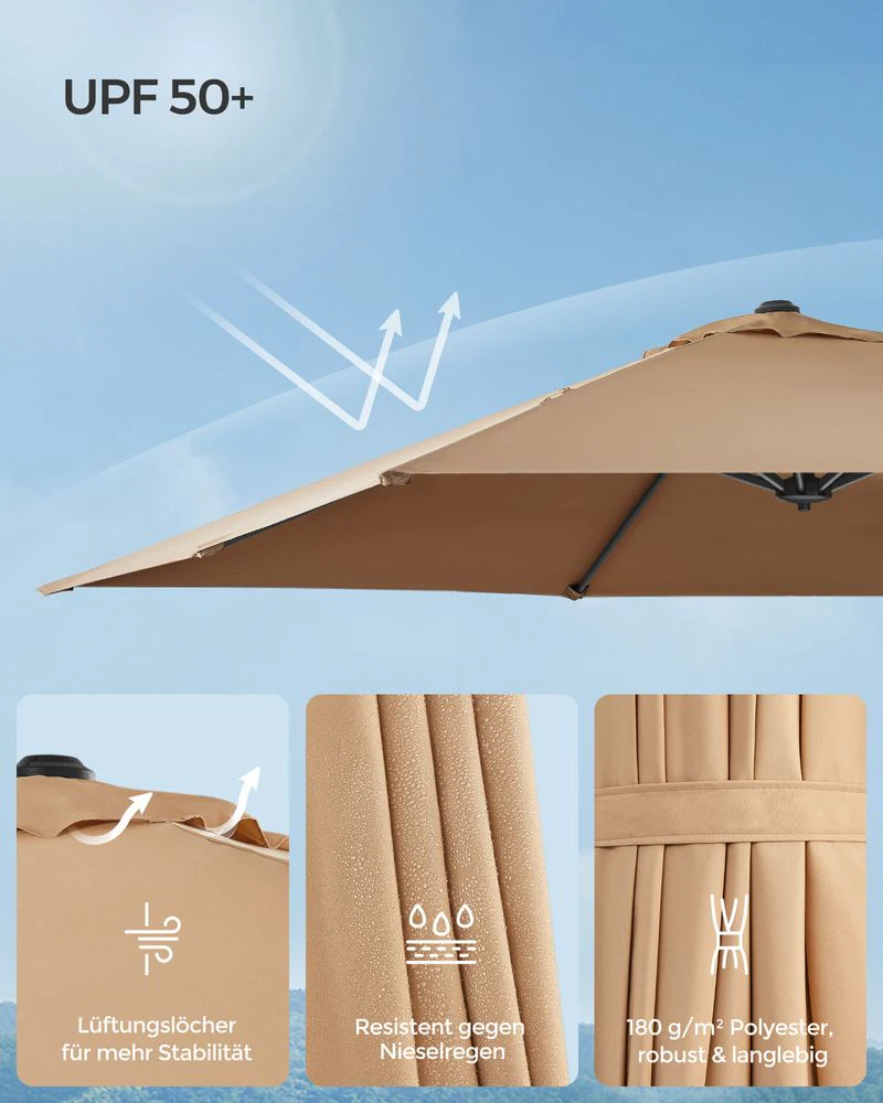 Zweefparasol 270 x 270 cm - Compleet Verstelbaar en 360° draaibaar - Image 6