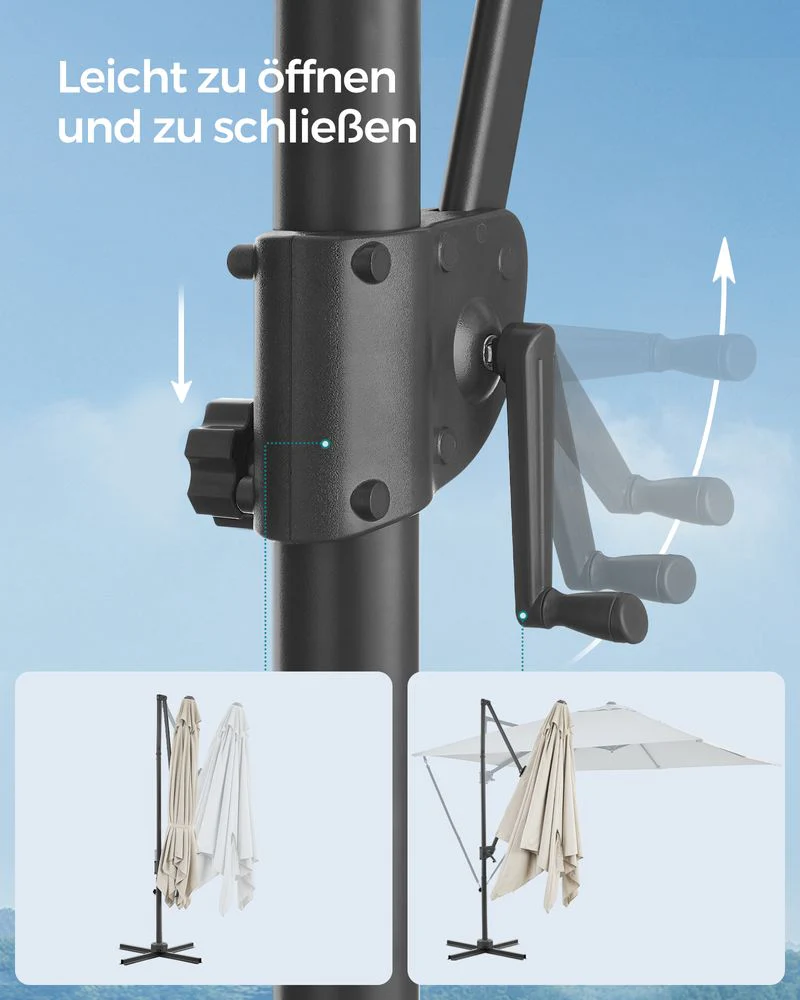 Zweefparasol 270 x 270 cm - Compleet Verstelbaar en 360° draaibaar - Image 9