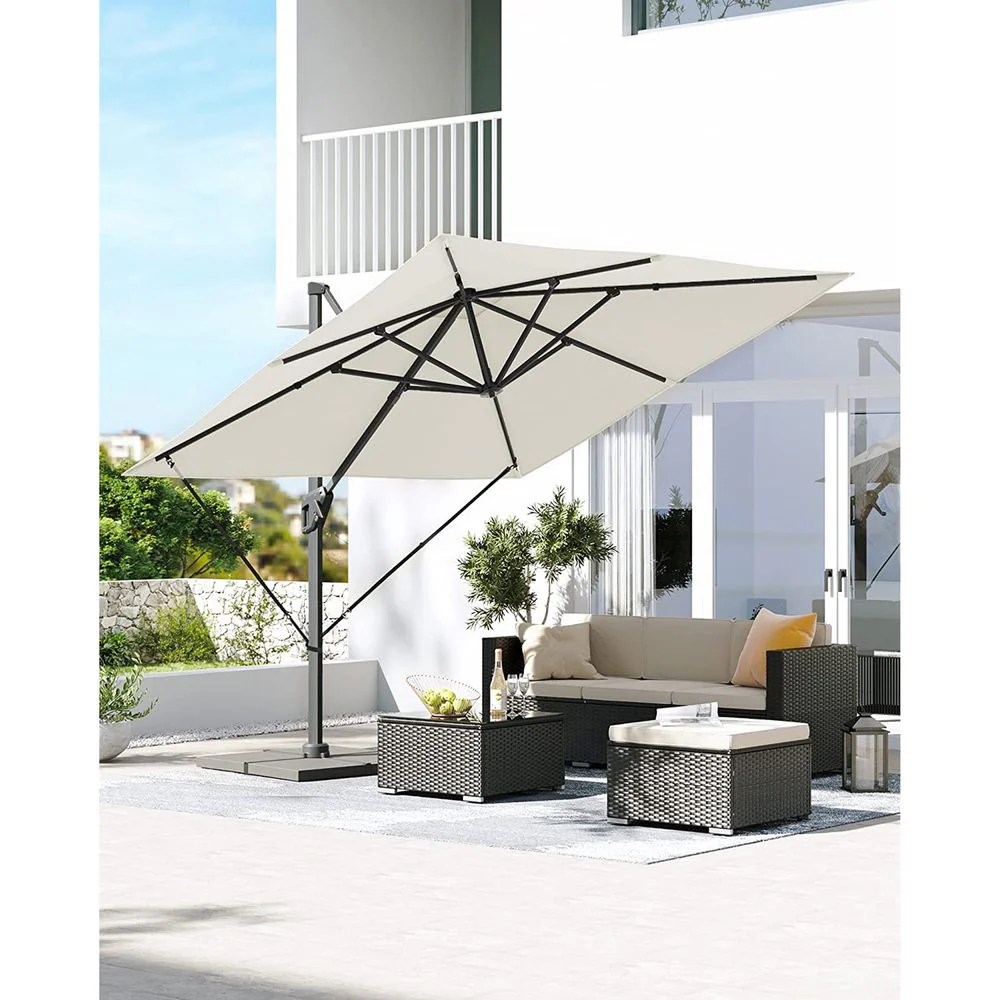 Zweefparasol 290 x 290 cm – 360° Draaibaar – Verstelbare Hellingshoek – UPF 50+ – Met Standaard En Beschermhoes - Image 5