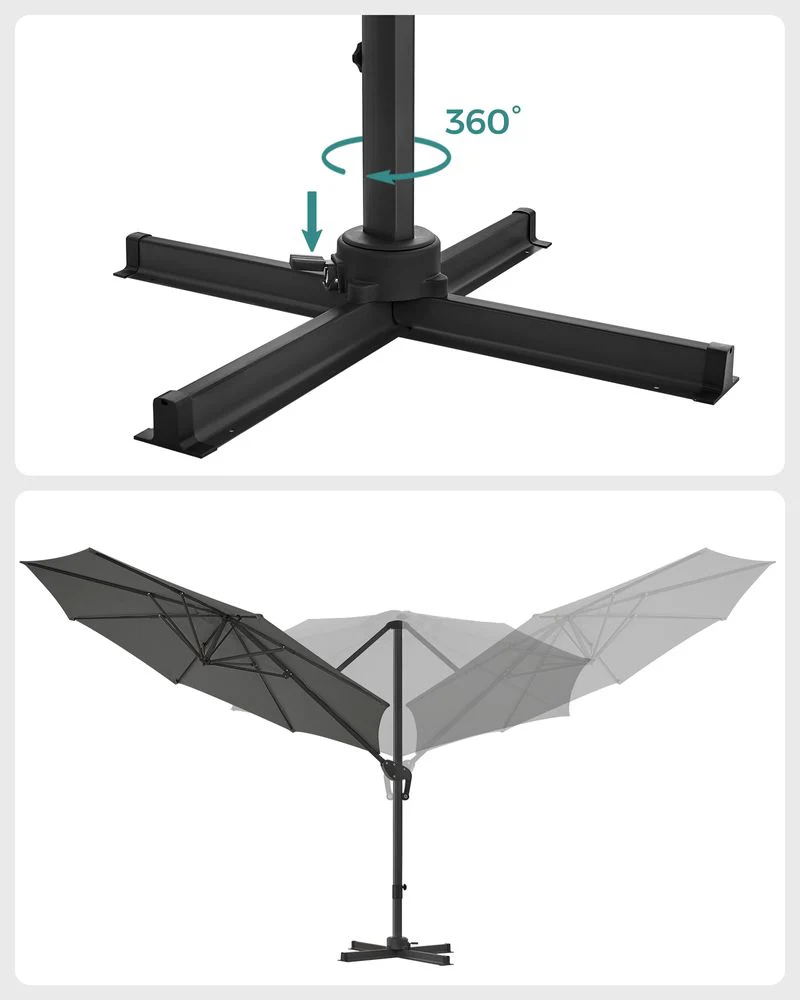 Zweefparasol Ø300 cm – Verstelbaar & UV-bescherming - 360° draaibaar - Image 5
