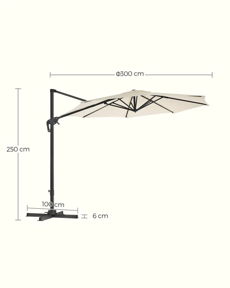 Zweefparasol Ø300 cm – Verstelbaar & UV-bescherming - 360° draaibaar - Image 7