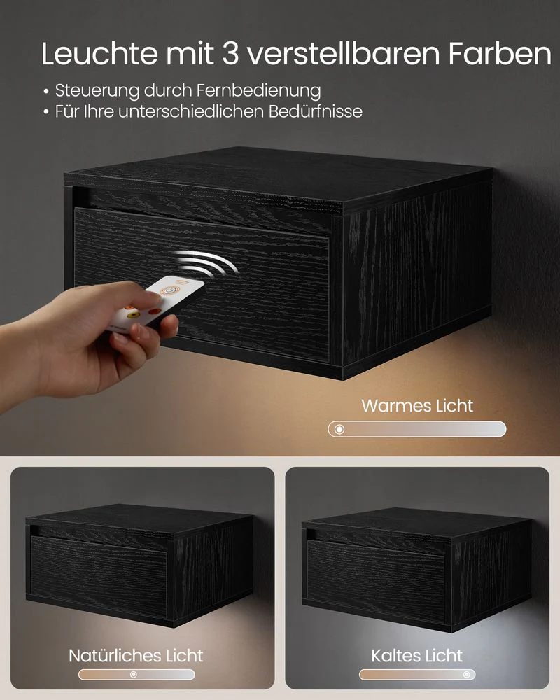 Zwevend Nachtkastje met LED-verlichting - Minimalistisch en Praktisch - Image 6